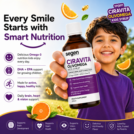 Segen CIRAVITA OLIVOMEGA Kids Syrup 200ml | Omega-3 DHA + EPA for Brain, Heart & Vision Health