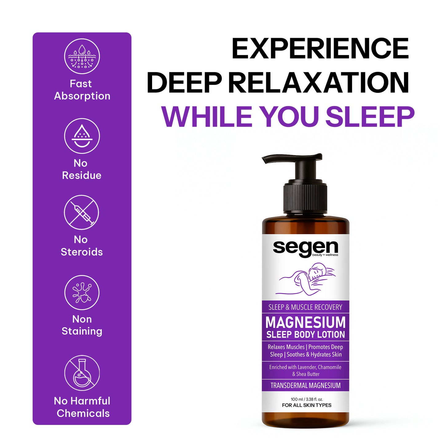 Segen Magnesium Sleep Body Lotion – Lavender & Chamomile (100 ml)