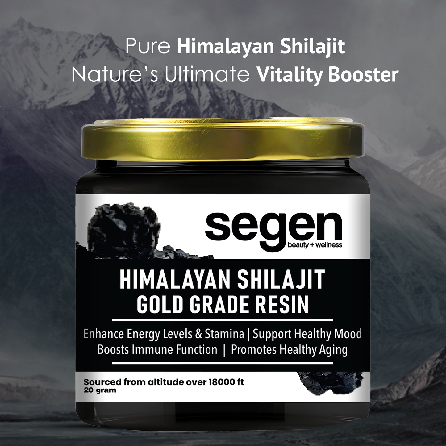 Segen Wellness Himalayan Shilajit Resin – 20g | Natural Energy & Stamina Booster with Pure Fulvic Acid