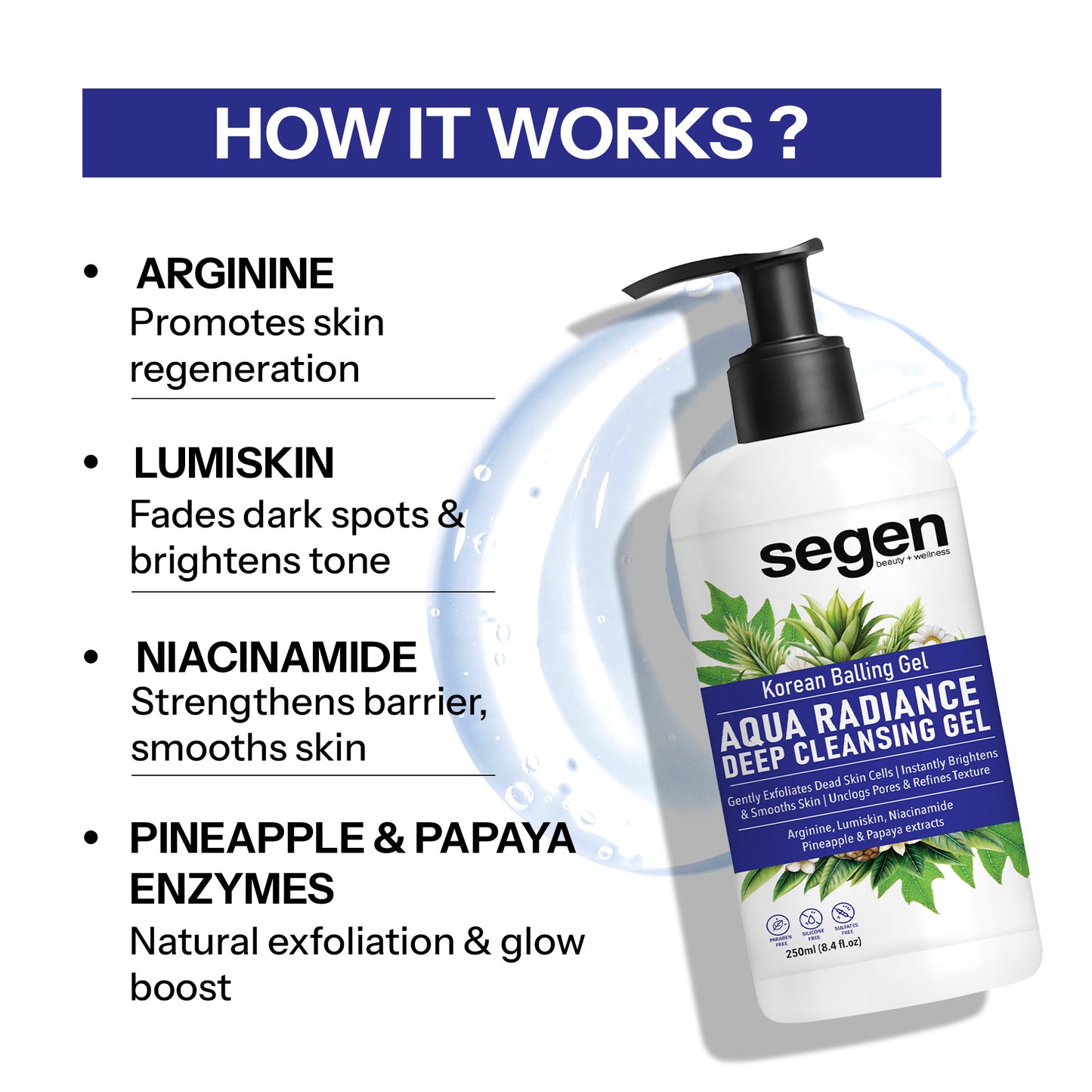 Segen Aqua Radiance Deep Cleansing Gel – Korean Balling Gel for Dead Skin & Tan Removal – 250ml