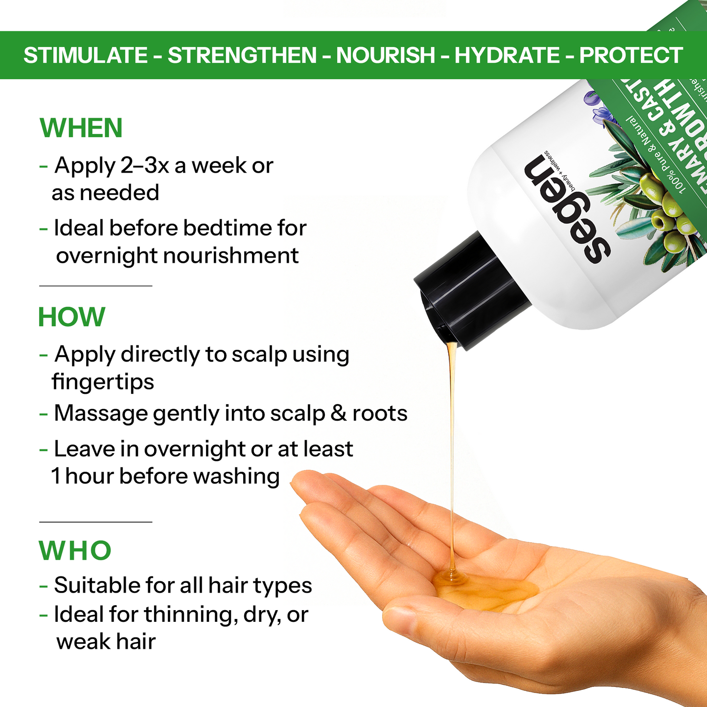 Segen Rosemary, Castor & Mint Hair Growth Oil – 250ml
