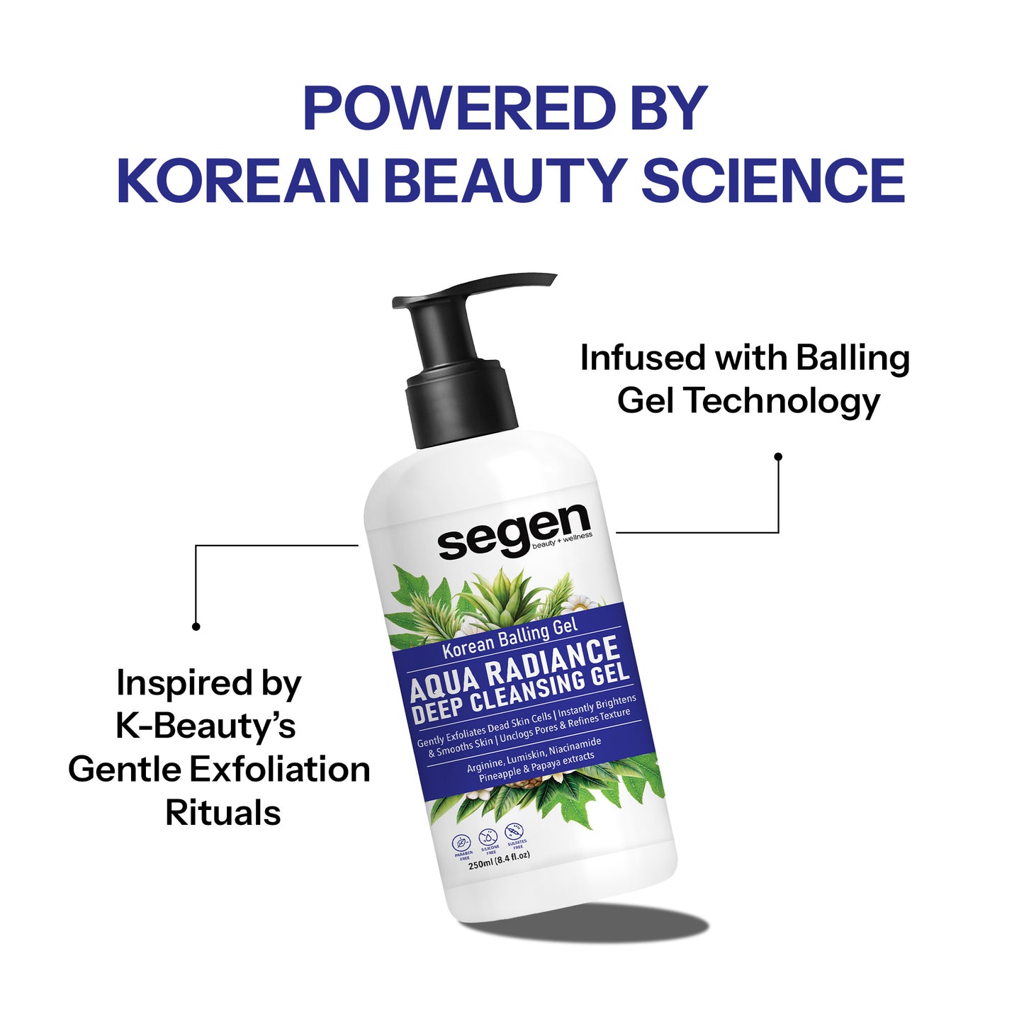 Segen Aqua Radiance Deep Cleansing Gel – Korean Balling Gel for Dead Skin & Tan Removal – 250ml