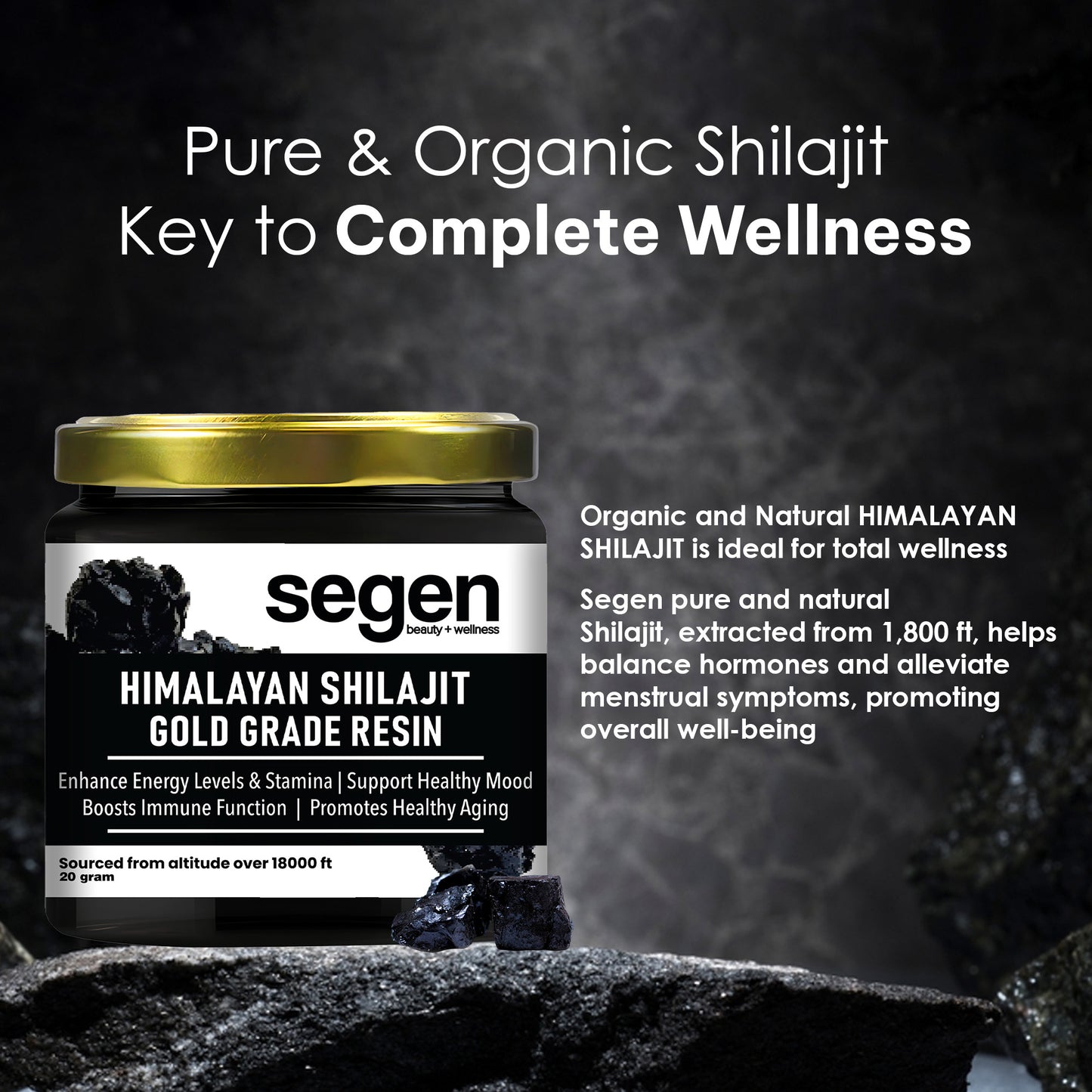 Segen Wellness Himalayan Shilajit Resin – 20g | Natural Energy & Stamina Booster with Pure Fulvic Acid