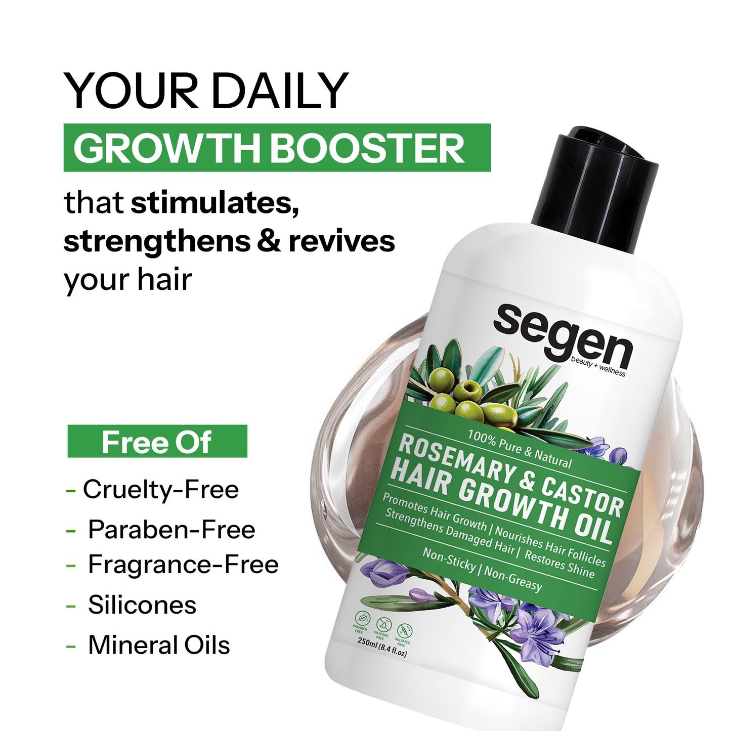 Segen Rosemary, Castor & Mint Hair Growth Oil – 250ml