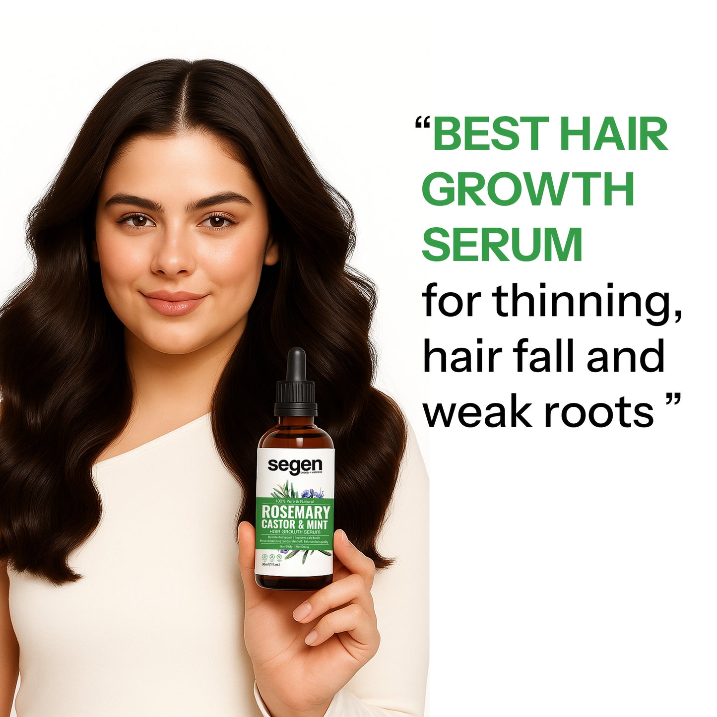 Segen Rosemary, Castor & Mint Hair Serum with Redensyl, Procapil & Hair Vitamins – 30ml