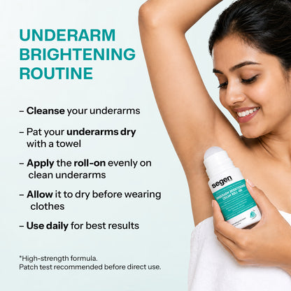 SEGEN Underarm Brightening Cream Roll-On 40ml | Underarm Darkness Care, Skin Tone Evenness & Odour-Causing Bacteria Control