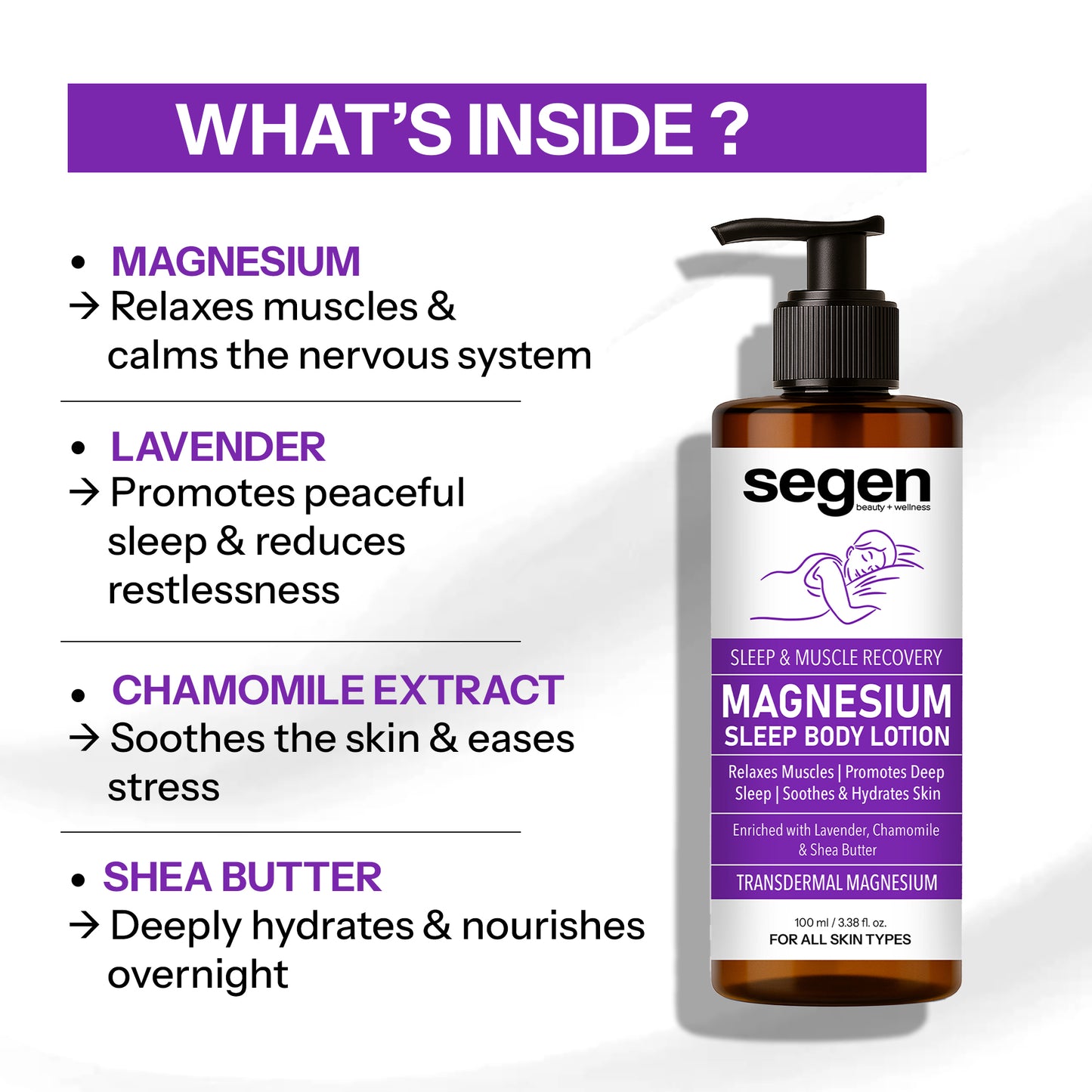 Segen Magnesium Sleep Body Lotion – Lavender & Chamomile (100 ml)