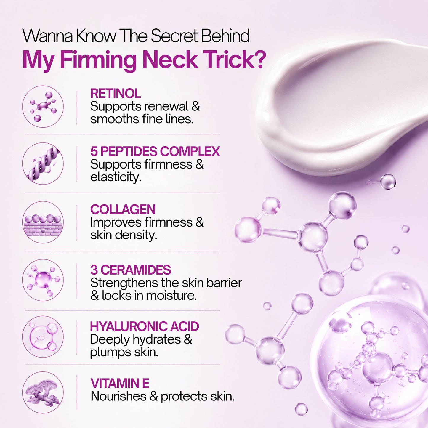 Segen Advanced Firming & Remodeling Neck Cream with Retinol, 5 Peptides, Collagen & Hyaluronic Acid | 50g