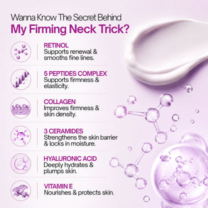Segen Advanced Firming & Remodeling Neck Cream with Retinol, 5 Peptides, Collagen & Hyaluronic Acid | 50g