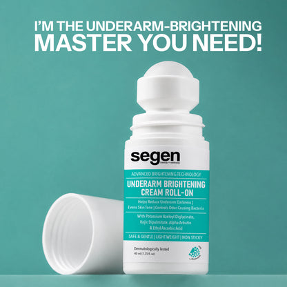 SEGEN Underarm Brightening Cream Roll-On 40ml | Underarm Darkness Care, Skin Tone Evenness & Odour-Causing Bacteria Control