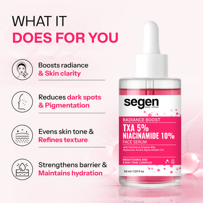 Segen Radiance Boost Face Serum with TXA 5% & Niacinamide 10% | Brightens Skin, Evens Tone & Fades Dark Spots