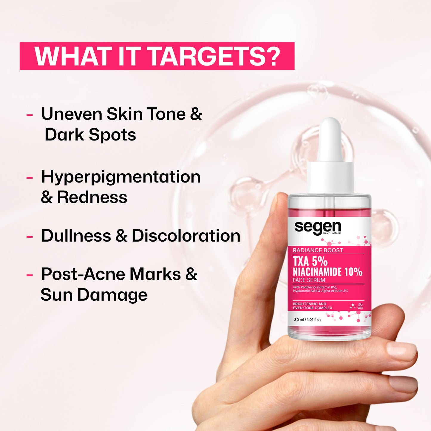 Segen Radiance Boost Face Serum with TXA 5% & Niacinamide 10% | Brightens Skin, Evens Tone & Fades Dark Spots