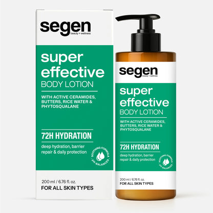 Segen Super Effective Body Lotion – 72H Deep Hydration with Ceramides, Butters, Rice Water & Phytosqualane | For All Skin Types