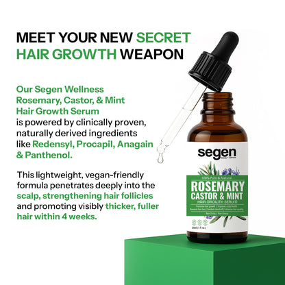 Segen Rosemary, Castor & Mint Hair Serum with Redensyl, Procapil & Hair Vitamins – 30ml