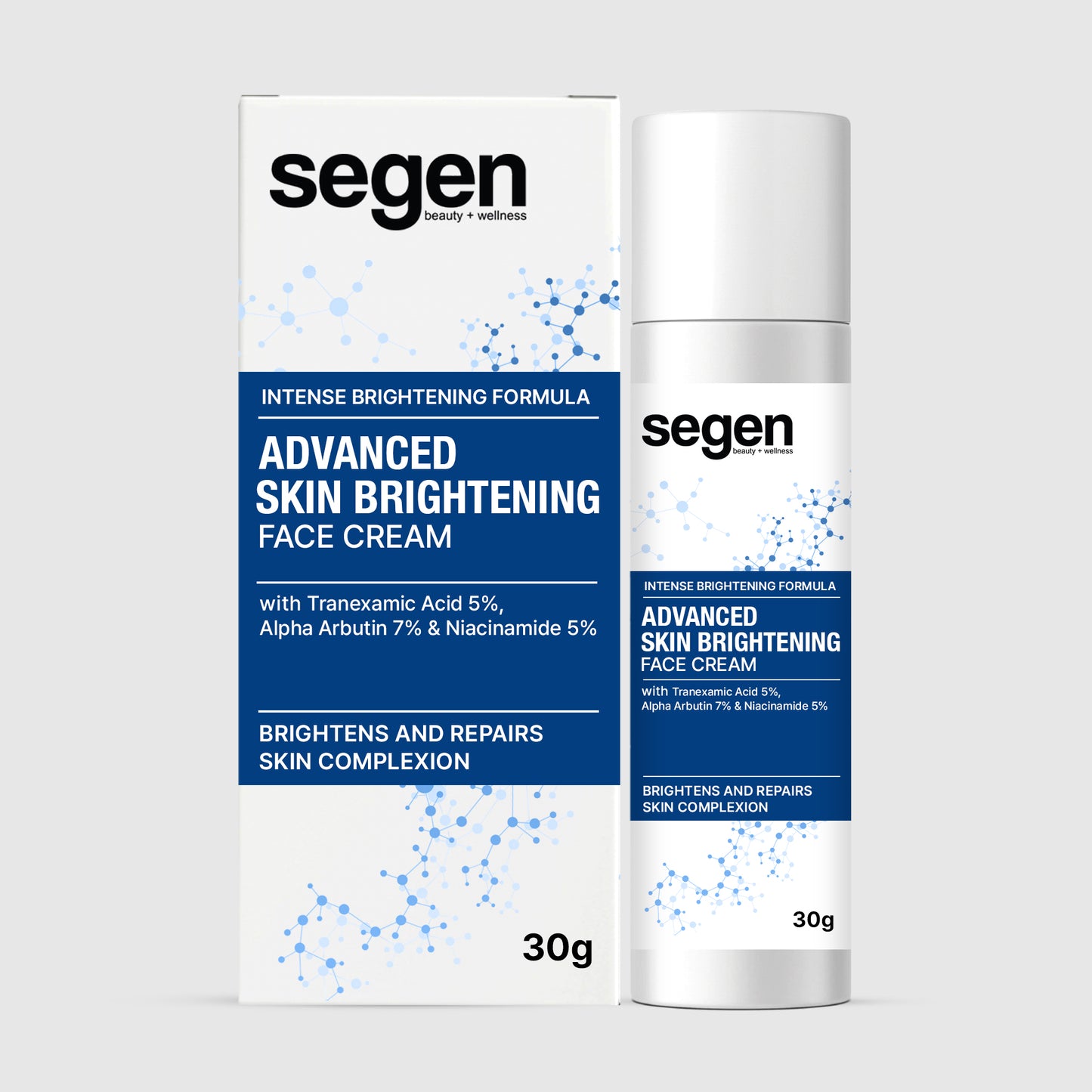 Segen Advanced Skin Brightening Face Cream with Tranexamic Acid 5%, Alpha Arbutin 7% & Niacinamide 5% | Brightens, Repairs & Evens Skin Tone | 30g