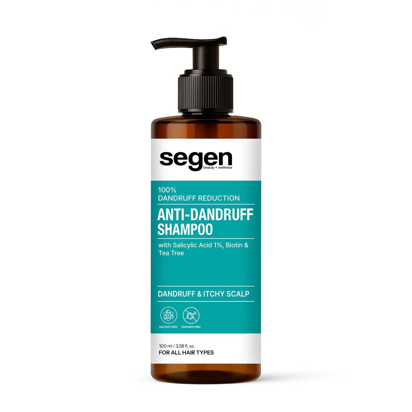 Segen Anti-Dandruff Shampoo with Salicylic Acid 1%, Biotin & Tea Tree | 100% Dandruff Reduction