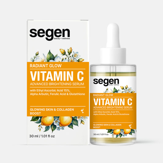 Segen Vitamin C 15% Brightening Serum with Alpha Arbutin, Ferulic Acid & Glutathione | Boosts Radiance, Collagen & Glow – 30ml